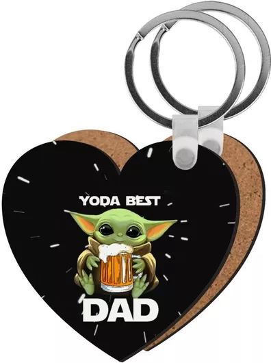 Μπρελόκ Yoda Best Dad Ξύλινο Καρδιά Mdf Μαύρο