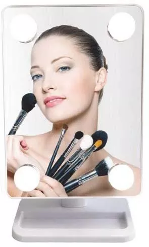 Περιστρεφόμενος Καθρέπτης Cosmetic 360° με 4 LED Αφής Ψυχρού/Θερμού Φωτισμού