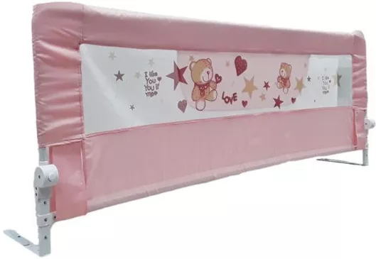 Προστατευτικό Κάγκελο Κρεβατιών Beboulino Πτυσσόμενο από Ύφασμα 180x30x65cm Real Pink