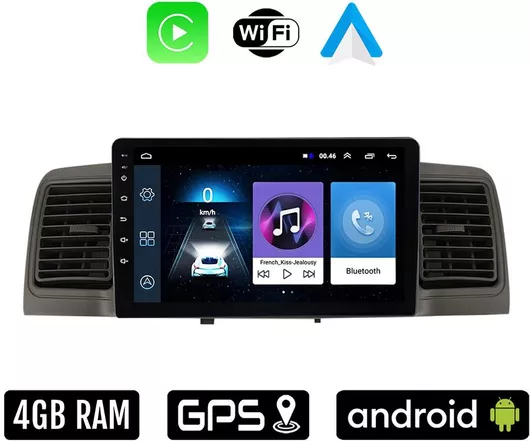 TOYOTA COROLLA  Android οθόνη αυτοκίνητου 4GB με Ελληνικό GPS WI-FI Apple Carplay Android Auto με αεραγωγούς 