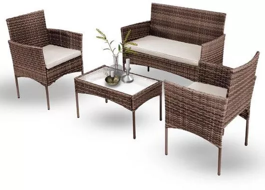 Έπιπλα Κήπου 42996 από Συνθετικό Ρατάν 75x40cm με Μαξιλάρια Σετ 4τμχ Καφέ