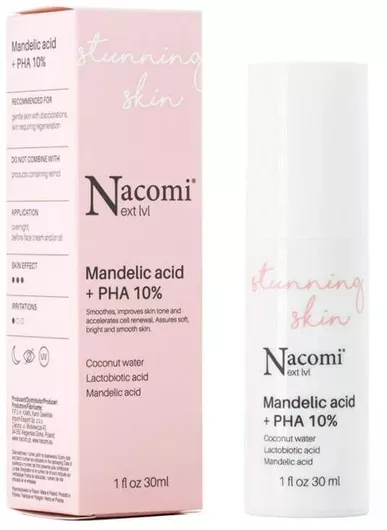 Serum Προσώπου Nacomi Stunning Skin Mandelic Acid+PHA 10% Ενυδατικό & Αντιγηραντικό με AHA για Πανάδες & Λεύκανση 30ml