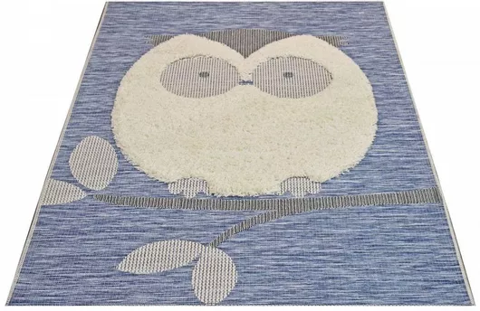 Παιδικό Χαλί Alexander Carpets Navajo Ψάθινο Κουκουβάγια 230x160cm Μπλε