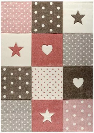 Παιδικό Χαλί Merinos Diamond Kids Συνθετικό Αστεράκια Πουά 230x160cm Ροζ