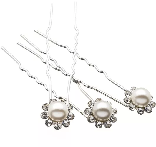 Φουρκέτα Novita Μεταλλική Μαργαρίτα με Πέρλα & Στράς