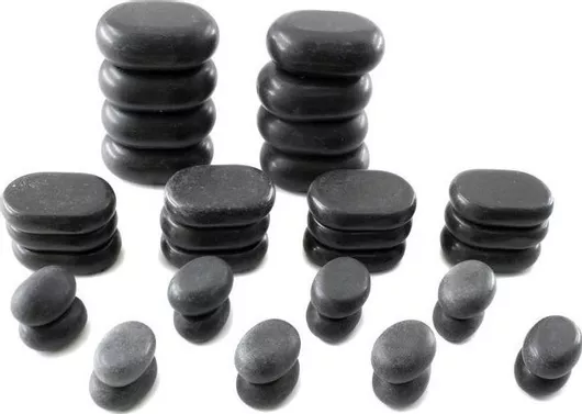 Hot Stones Πέτρα Βασάλτη Σετ 36τμχ Μαύρο