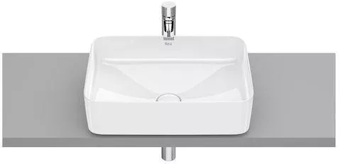 Νιπτήρας Μπάνιου Roca Inspira Square A327530000 Επικαθήμενος Πάγκου Πορσελάνης 50x37x14cm Λευκό