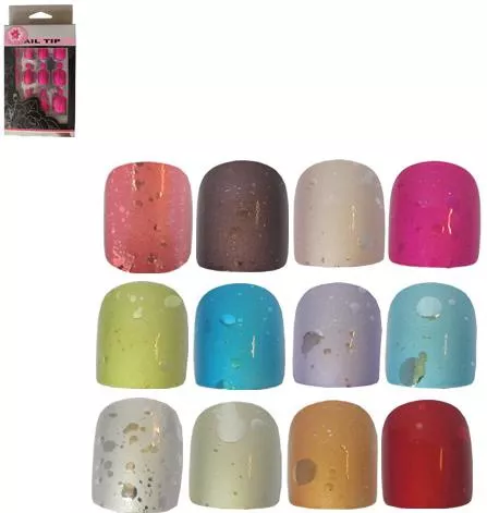 Σετ Tips Τεχνητών Νυχιών AGC με Κόλλα & Λίμα 12τμχ Πολύχρωμο