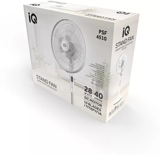 Ανεμιστήρας IQ PSF-4510 Ορθοστάτης 28W 40cm με Τηλεχειριστήριο Λευκό