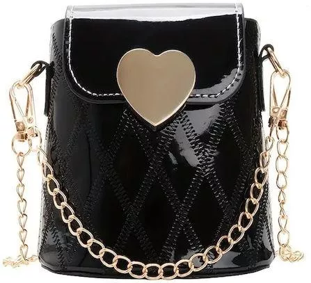 Παιδική Τσάντα Pink Lady Ώμου Δερματίνη για Κορίτσι με Καρδιά Μαύρο