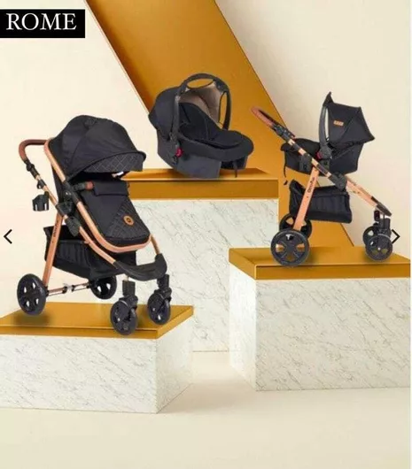 Καρότσι Μωρού Ottoplus Rome 3 σε 1 από Νεογέννητο Μαύρο