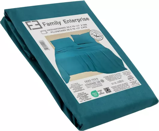 Σετ Μαξιλαροθήκες Family Enterprise Βαμβακερή 70x50cm Μπλε