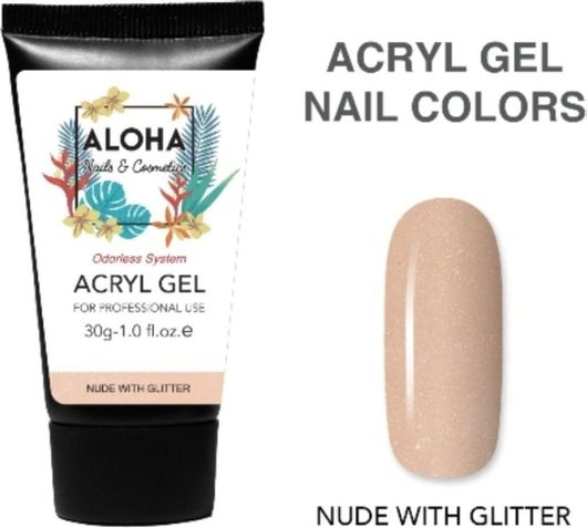 Acryl Gel Aloha UV/LED Nude με Glitter 30gr