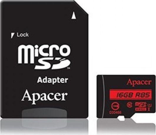 Κάρτα Μνήμης Apacer microSDHC U1 Class 10 UHS-I / 16GB με Αντάπτορα