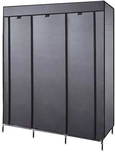 Bormann BPC1500 Υφασμάτινη Ντουλάπα με Φερμουάρ και Ράφια σε Γκρι Χρώμα 130x45x175cm