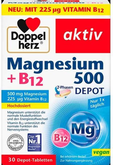 Doppelherz Μαγνήσιο 500 & B12 2-Phase Depot 30 Ταμπλέτες
