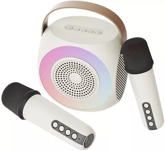 Karaoke ATC με Ηχείο & 2 Μικρόφωνα Μπεζ