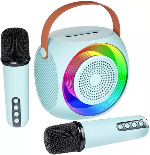 Karaoke ATC με Ηχείο & 2 Μικρόφωνα Μπλε