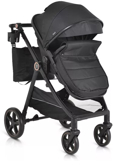 Καρότσι 2 σε 1 Μωρού Moni για Nεογέννητο με Ρυθμιζόμενη Λαβή Γονέα Μαύρο