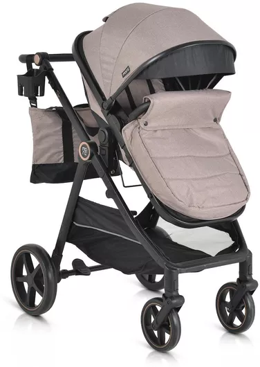 Καρότσι 2 σε 1 Μωρού Moni για Nεογέννητο με Ρυθμιζόμενη Λαβή Γονέα Μπεζ