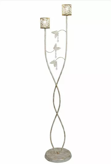 Λαμπάδα Φωτιστικό Γάμου Δίφωτο Εκρού/Χρυσό