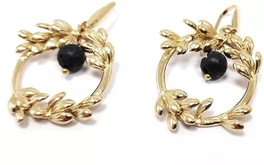 Γυναικεία Σκουλαρίκια Karma απο Ατσάλι 316L Κρίκος & Λάβα Χρυσαφί