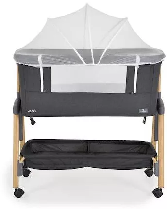 Λίκνο Μωρού Cangaroo με Στρώμα Κουνουπιέρα Πλαϊνό Άνοιγμα & Ροδάκια 53x90x70cm Υφασμάτινο Μαύρο