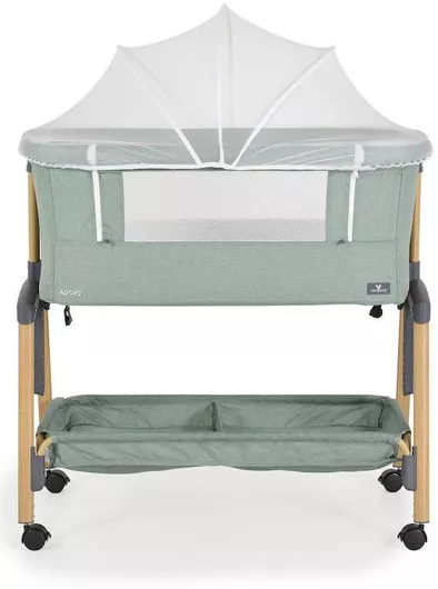 Λίκνο Μωρού Cangaroo με Στρώμα Κουνουπιέρα Πλαϊνό Άνοιγμα & Ροδάκια 53x90x70cm Υφασμάτινο Πράσινο