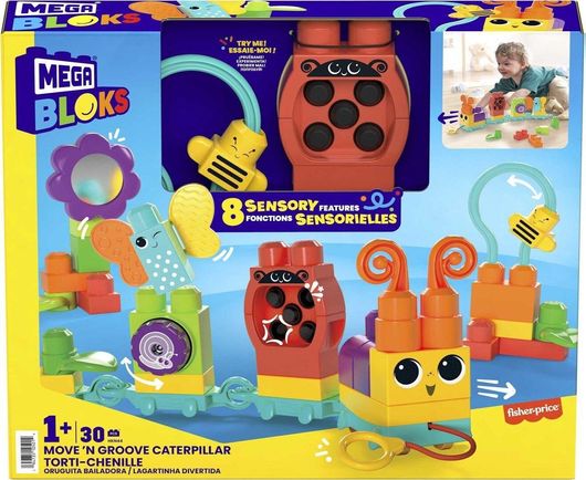 Τουβλάκια Mega Bloks Move & Groove Caterpillar για 12+ Μηνών 30τμχ