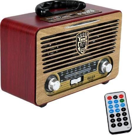 Meier M-U115 Retro Επιτραπέζιο Ραδιόφωνο Επαναφορτιζόμενο με Bluetooth & USB Κόκκινο