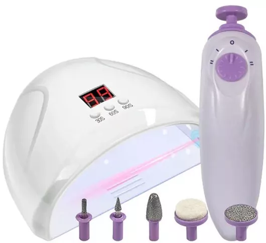 Σετ Φουρνάκι Νυχιών Verk Group UV/LED 12 W & Τροχός με 5 Κεφαλές Λευκό