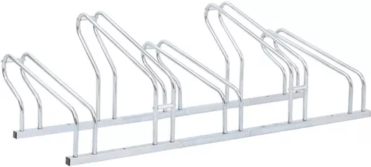 Βάση Ποδηλάτου vidaXL 4005576 για 5 Ποδήλατα Επιδαπέδιο Γαλβανισμένο Χάλυβα Ασήμι