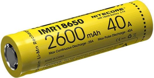 Επαναφορτιζόμενη Μπαταρία NiteCore IMR18650 18650 Li-Mn 2600mAh 3.7V 1τμχ