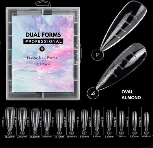 Dual Forms Acryl Gel Oval & Almond για Επιμήκυνση & Λαβές Αφαίρεσης 12x10τμχ
