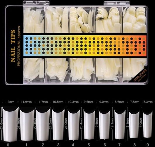 Tips Νυχιών Square 10x50 σε Κασετίνα Natural 500τμχ