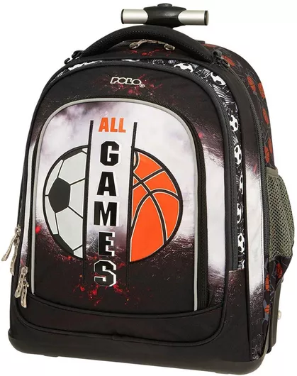 Σχολική Τσάντα Τρόλεϊ Δημοτικού Polo 901016-8277 Αθλήματα για Αγόρι 36x23x48cm 30lt Μαύρο