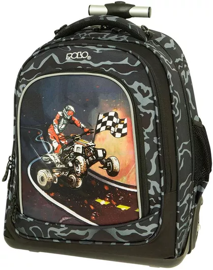 Σχολική Τσάντα Τρόλεϊ Δημοτικού Polo 901016-8278 Rolling - Quad Bike για Αγόρι 36x23x48cm 30lt Μαύρο