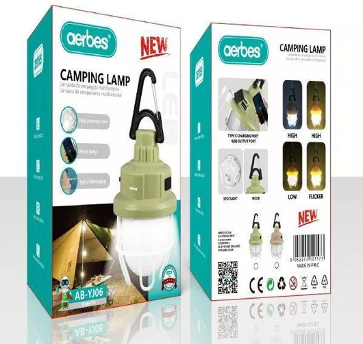 Λάμπα Camping Aerbes AB-YJ06 Επαναφορτιζόμενη Πράσινο