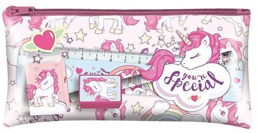 Σχολική Κασετίνα Σετ Unicorn με 1 Θήκη Γεμάτη 19x10x2cm