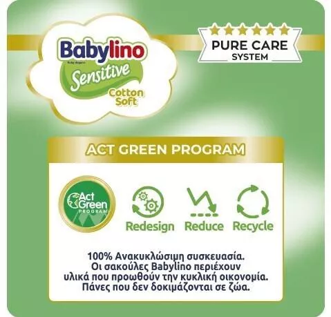 Babylino Πάνες με Αυτοκόλλητο Sensitive Cotton Soft No. 2 για 3-6kg 150τμχ