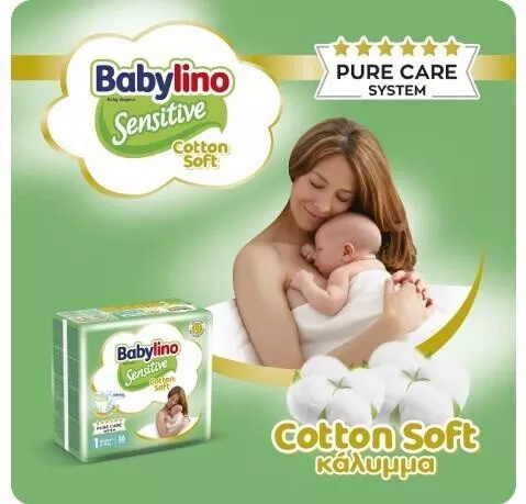 Babylino Πάνες με Αυτοκόλλητο Sensitive Cotton Soft No. 2 για 3-6kg 150τμχ