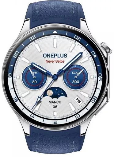 OnePlus Watch 2 Stainless Steel 47mm Αδιάβροχο με Παλμογράφο Nordic Blue Edition