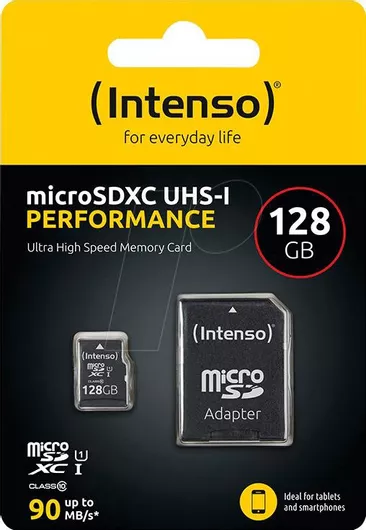 Intenso Class Performance microSDXC 128GB Class 10 U1 UHS-I με αντάπτορα