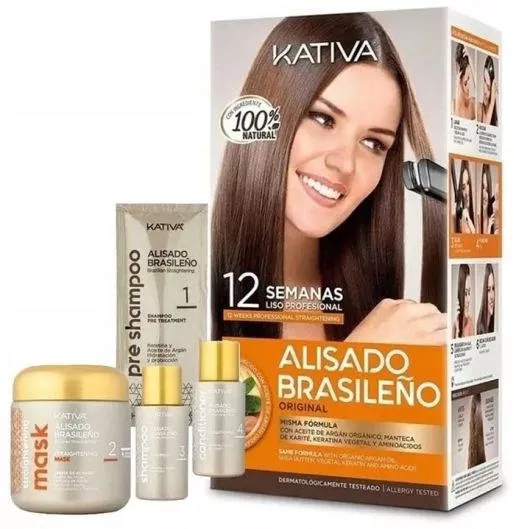 Kativa Brazilian Straightening Σετ Κερατίνης για Ισιωτική για Βαμμένα Μαλλιά με Σαμπουάν, Conditioner και Treatment 4τμχ
