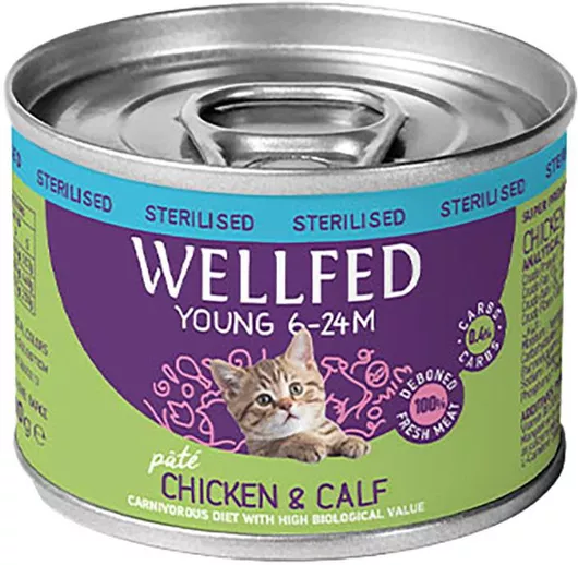 Υγρή Τροφή Γάτας Wellfed για Στειρωμένη Ανήλικη Γάτα με Κοτόπουλο και Μοσχάρι 200gr