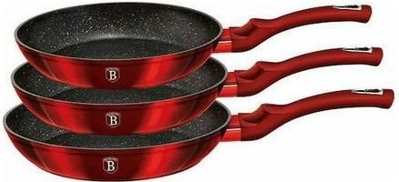 Σετ Τηγάνια Berlinger Haus Metallic Line από Αλουμίνιο Burgundy Collection με Επίστρωση από Πέτρα BH-1288 3τμχ
