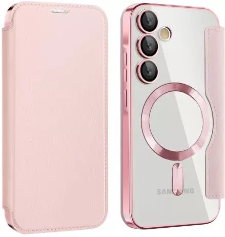 Θήκη Κινητού Back Cover με MagSafe για Samsung Galaxy A55 5G Δέρμα Ροζ