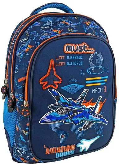 Σχολική Τσάντα Δημοτικού Must Πλάτης Aviation Order Μπλε