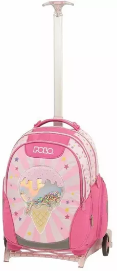 Σχολική Τσάντα Τρόλεϊ Δημοτικού Polo Base-Free Ice Cream με Θήκη για Παγούρι 25lt 2024 Ροζ