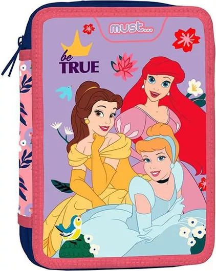 Σχολική Κασετίνα Must Disney Princess Γεμάτη με 2 Θήκες Μοβ